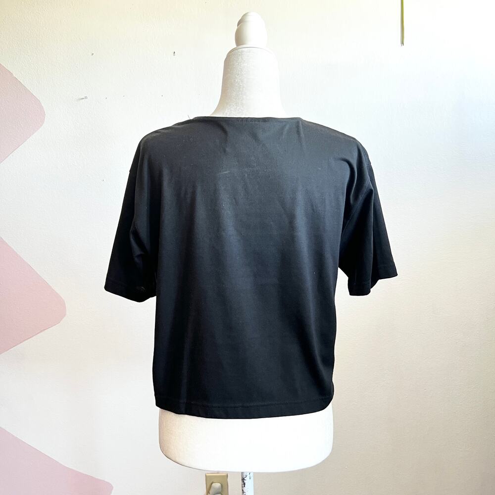 Vintage Banana Republic Black Wrap Top Y2K Goth Indie Sleaze Grunge 2000s Medium - Picture 2 of 5